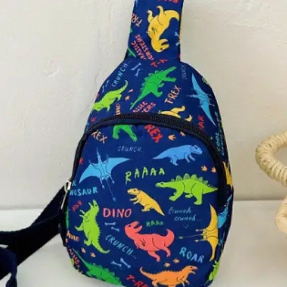 Adorable Childs Dinosaur Sling Bag Pink and oh so cute!